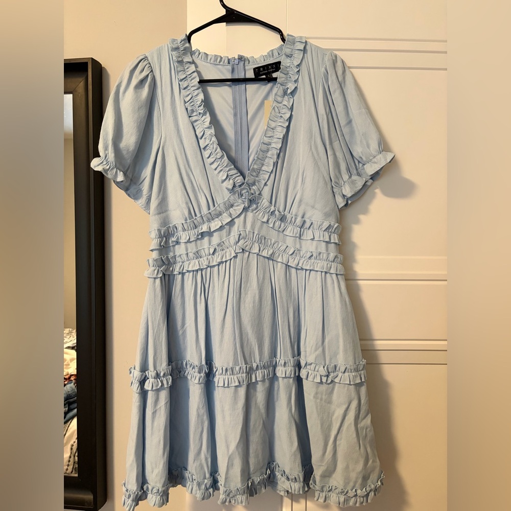 Francesca’s Light Blue Ruffle Mini Dress